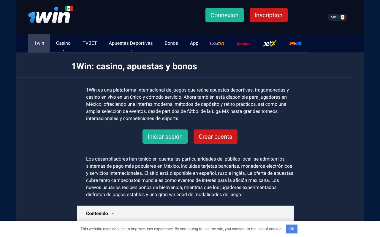 Screenshot of 1-win.com.mx