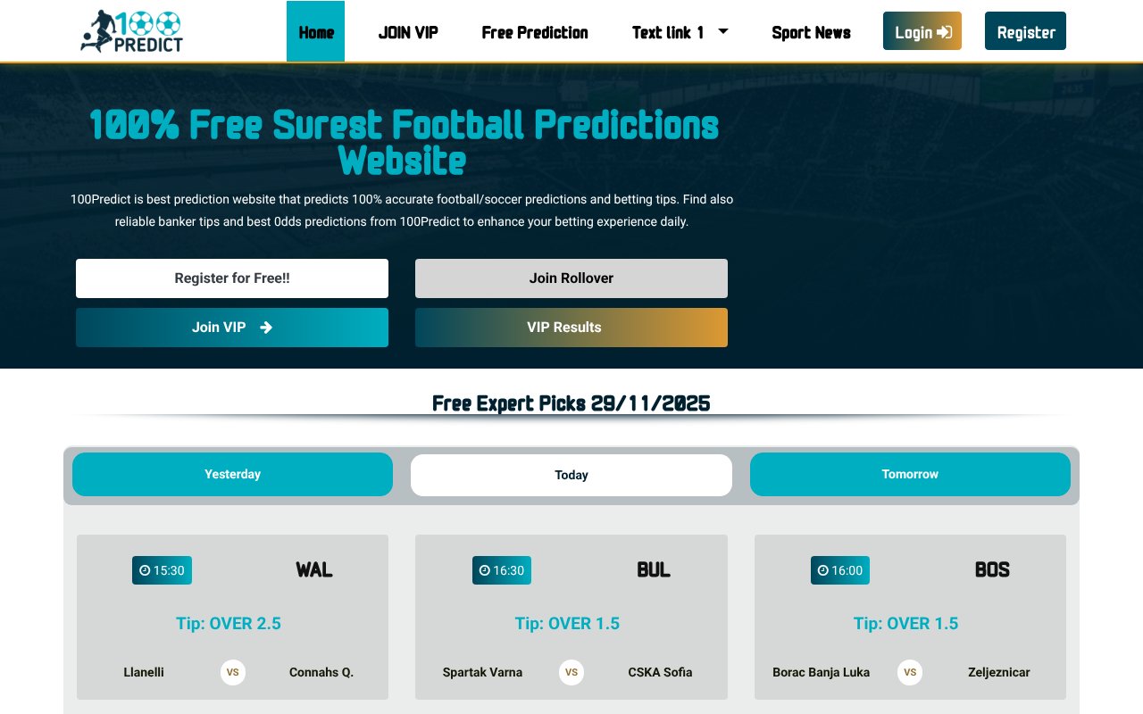 Screenshot of 100predict.com