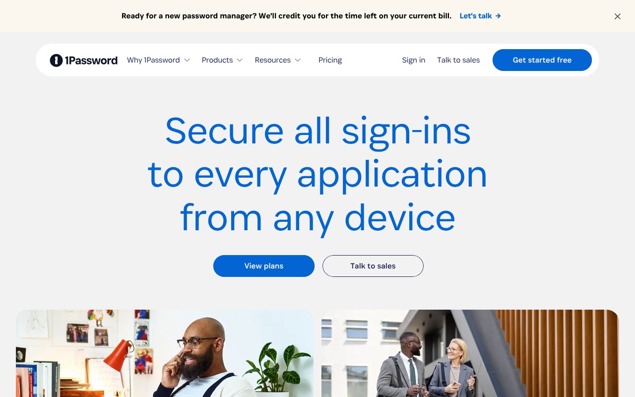 Screenshot of 1password.com