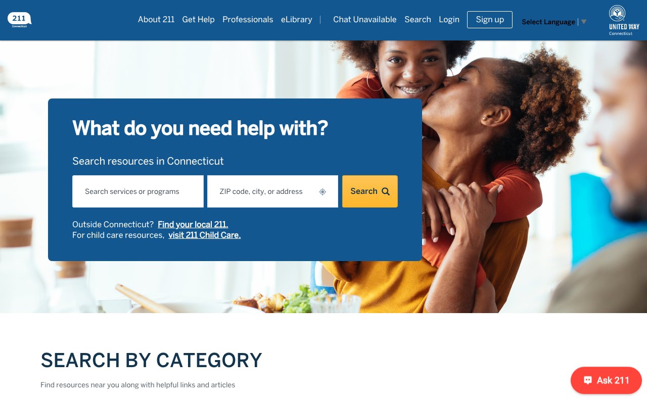 Screenshot of 211ct.org