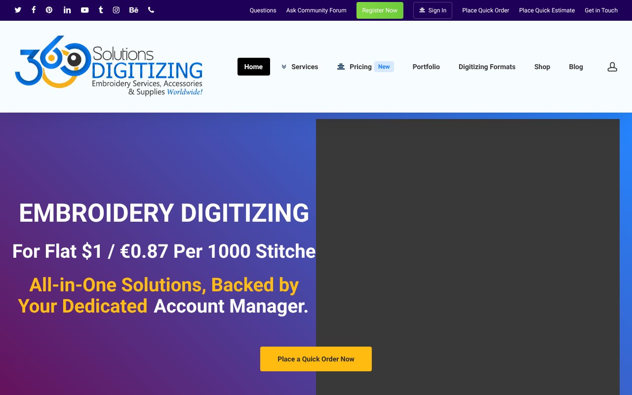 Screenshot of 360digitizingsolutions.com