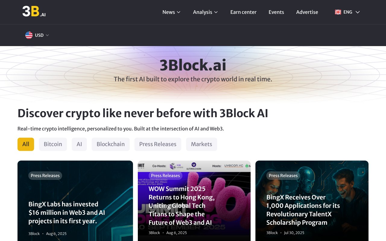 Screenshot of 3block.ai