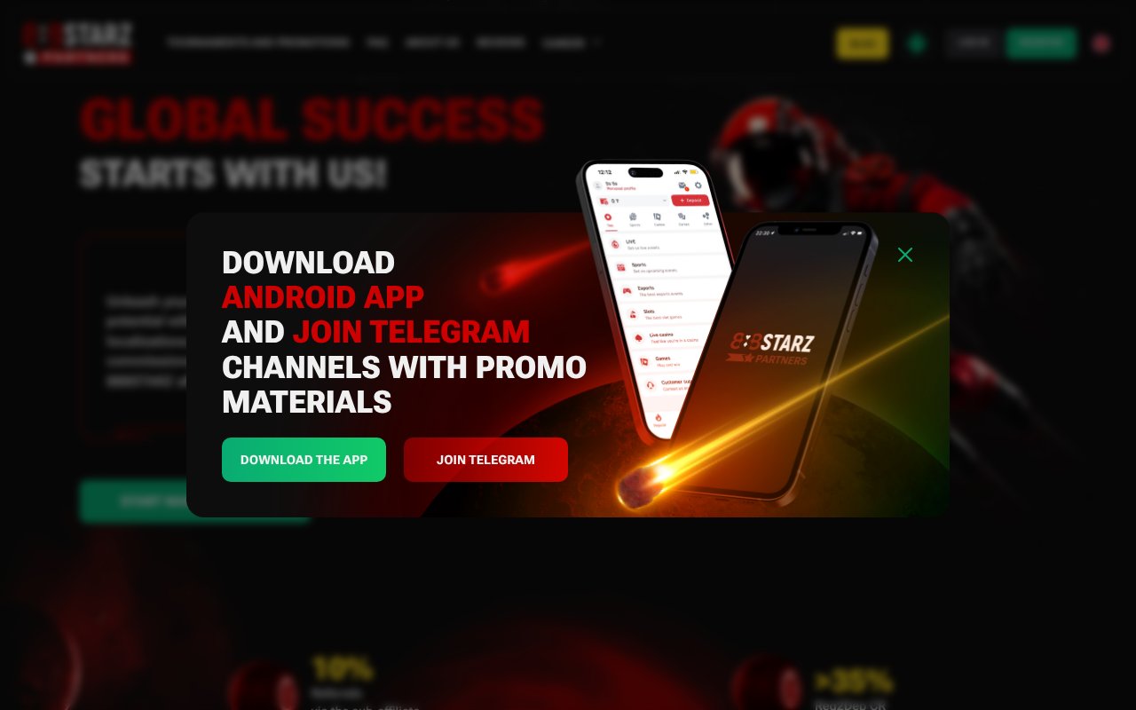 Screenshot of 888starz.partners