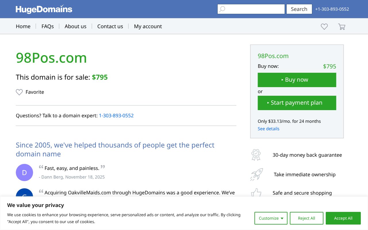 Screenshot of 98pos.com