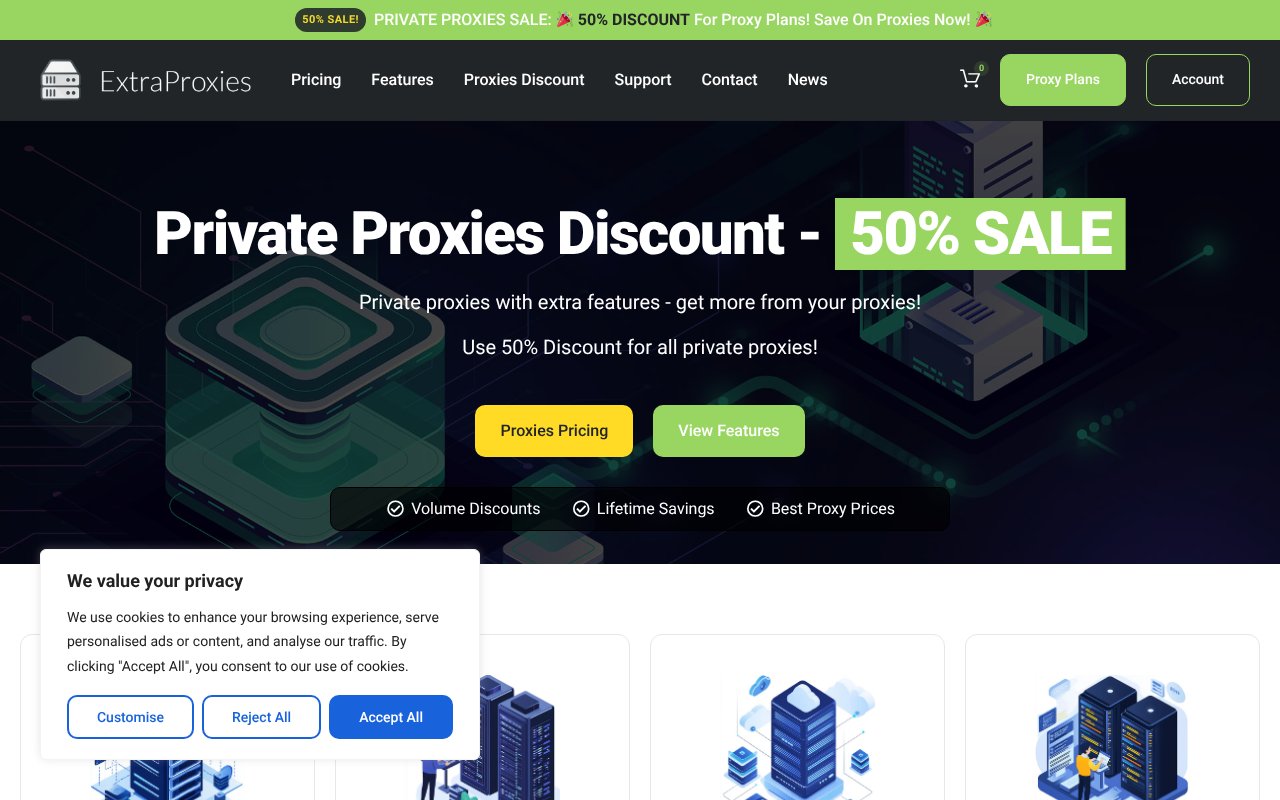 Screenshot of Extraproxies.com