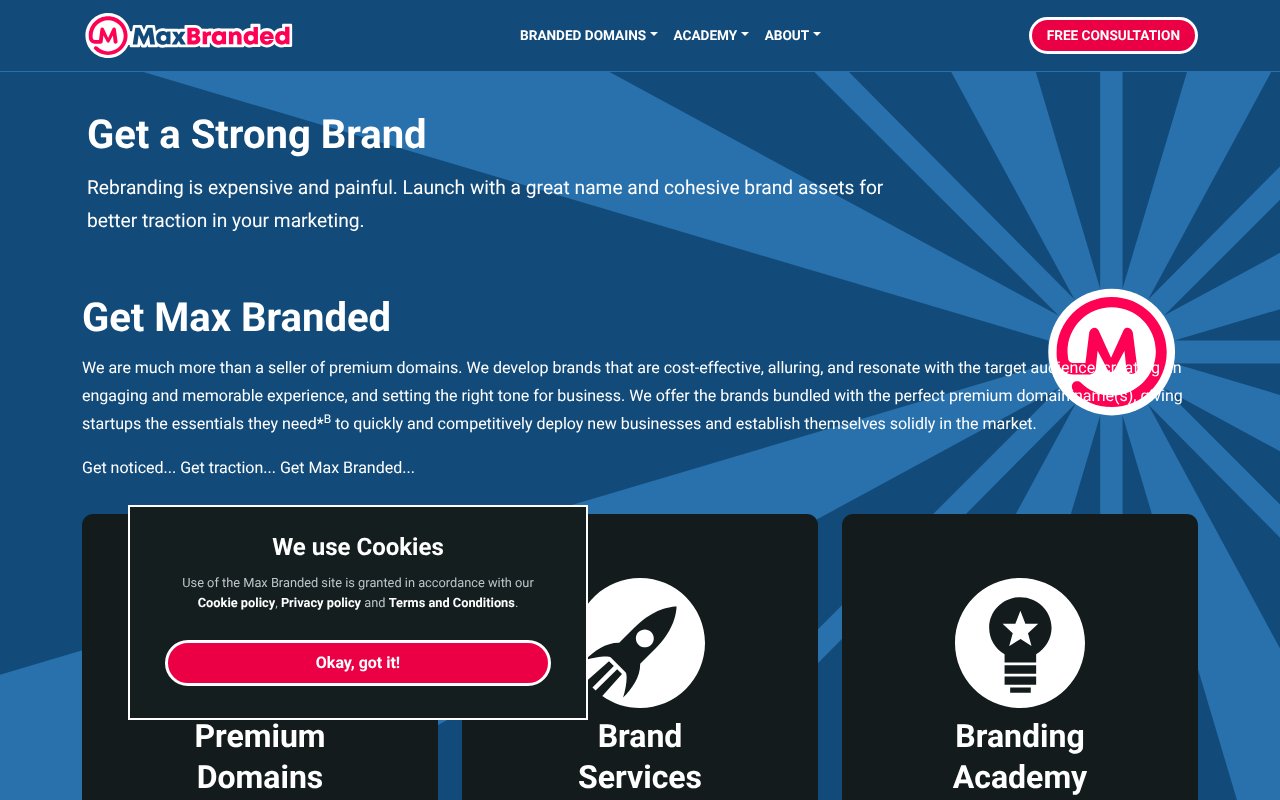 Screenshot of MaxBranded.com