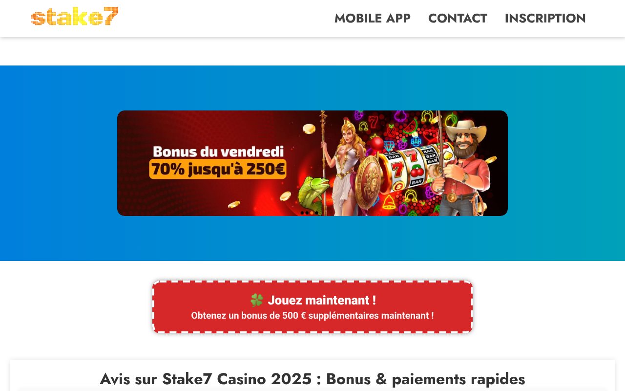 Screenshot of Stake7Casinobonus.fr