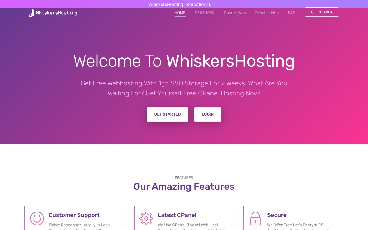Screenshot of WhiskersHosting.ca