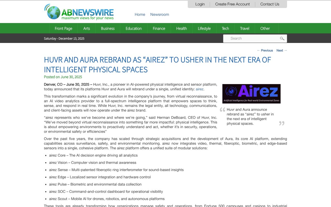 Screenshot of abnewswire.com