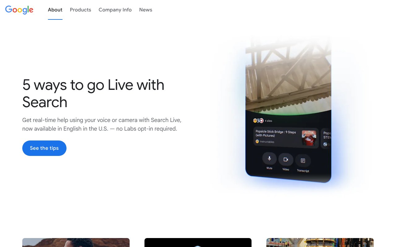 Screenshot of about.google