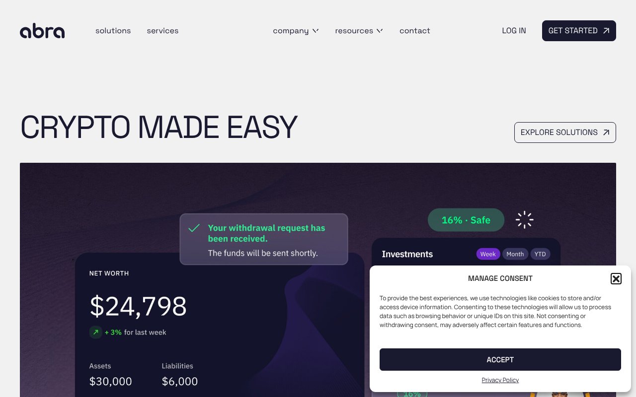 Screenshot of abra.com