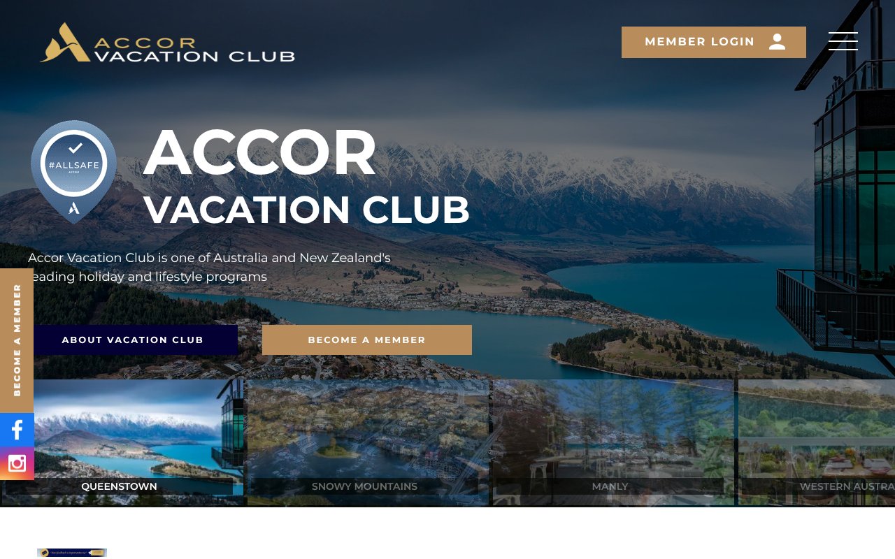 Screenshot of accorvacationclub.com.au