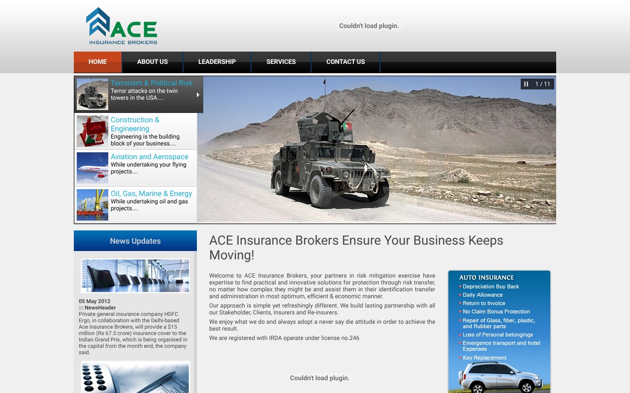 Screenshot of aceinsuranceindia.com
