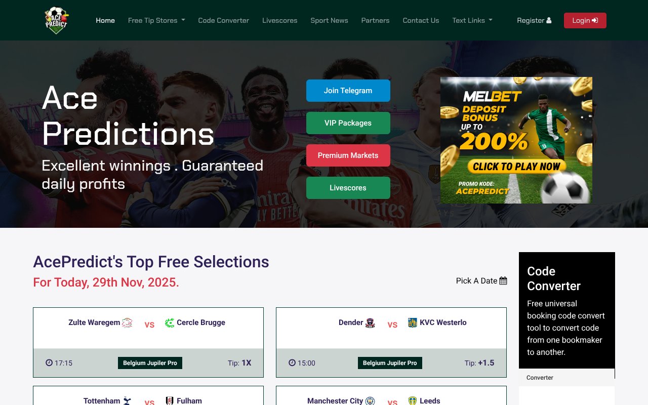 Screenshot of acepredict.com