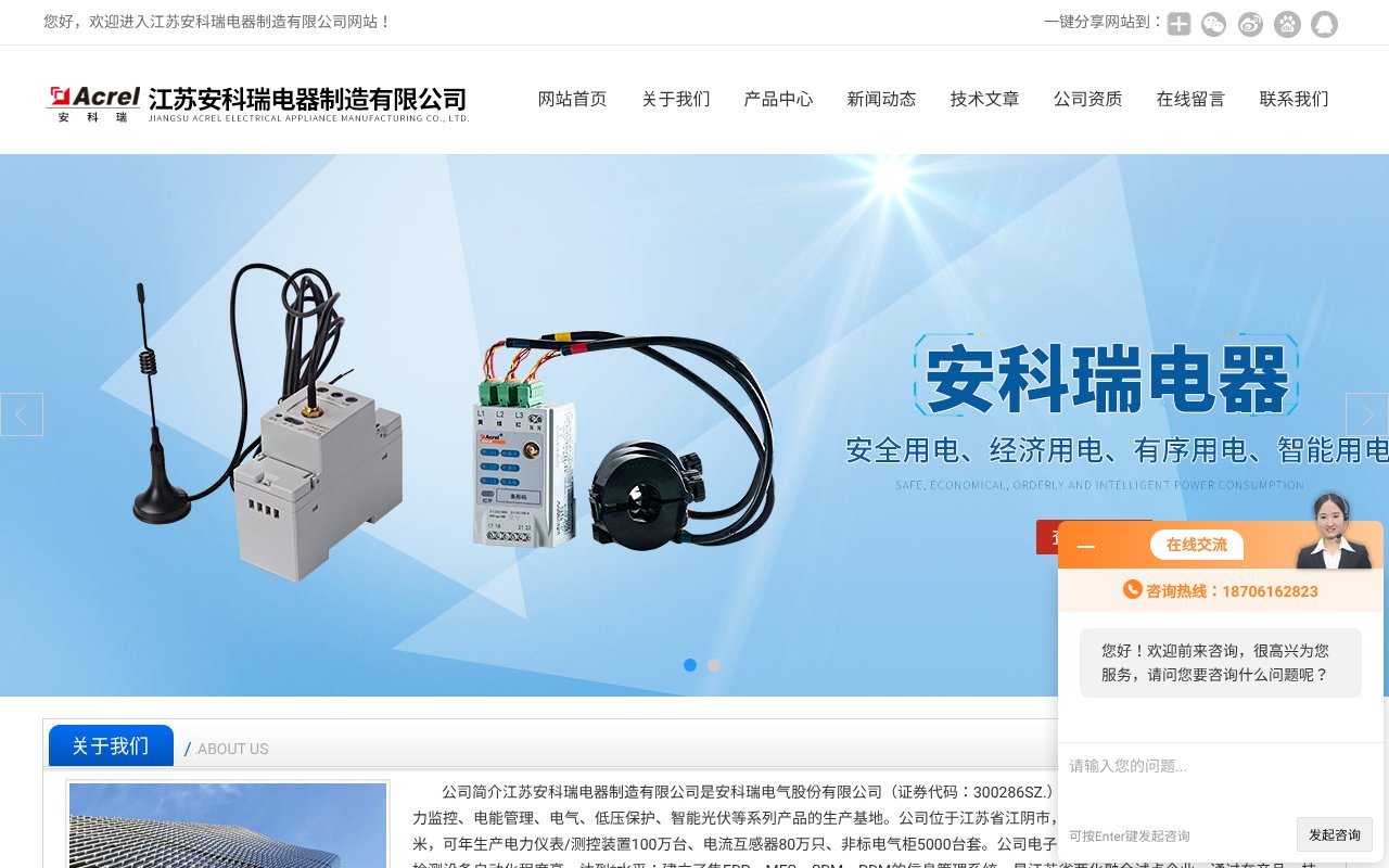 Screenshot of acrel-ecc.com