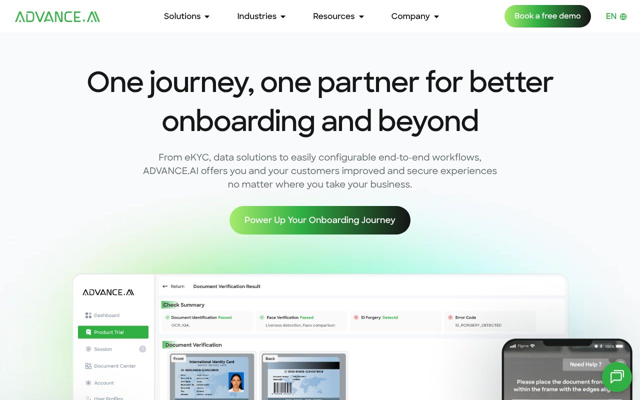 Screenshot of advance.ai