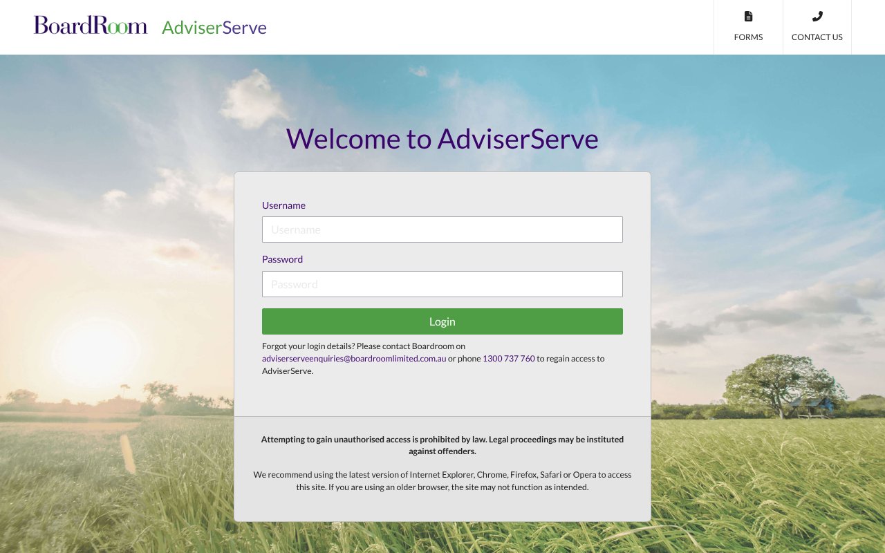 Screenshot of adviserserve.com.au