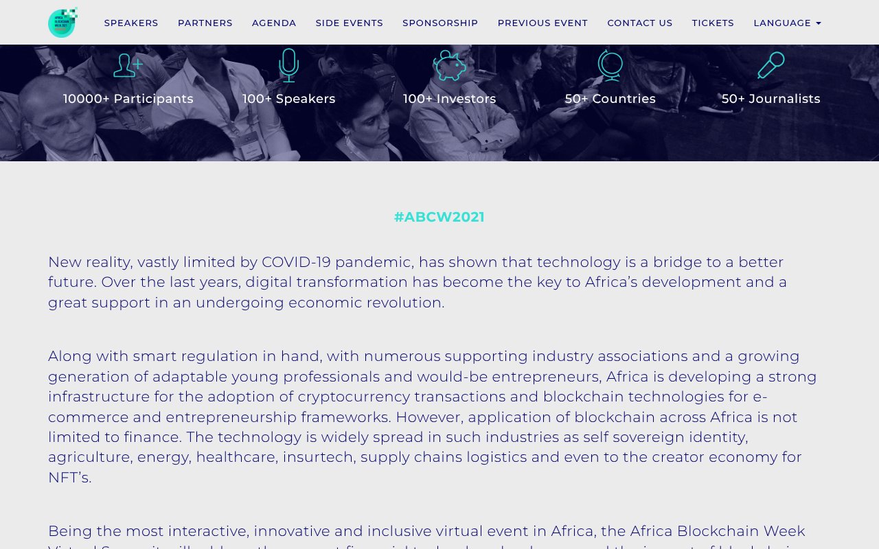 Screenshot of africablockchainweek.com