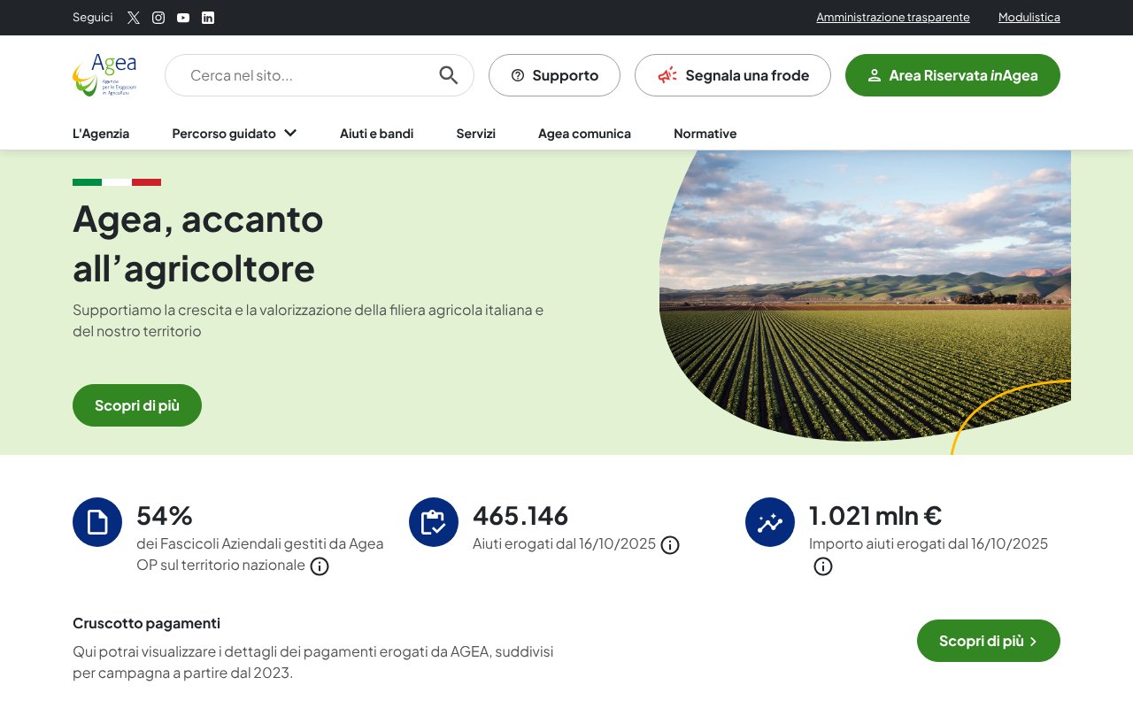 Screenshot of agea.gov.it