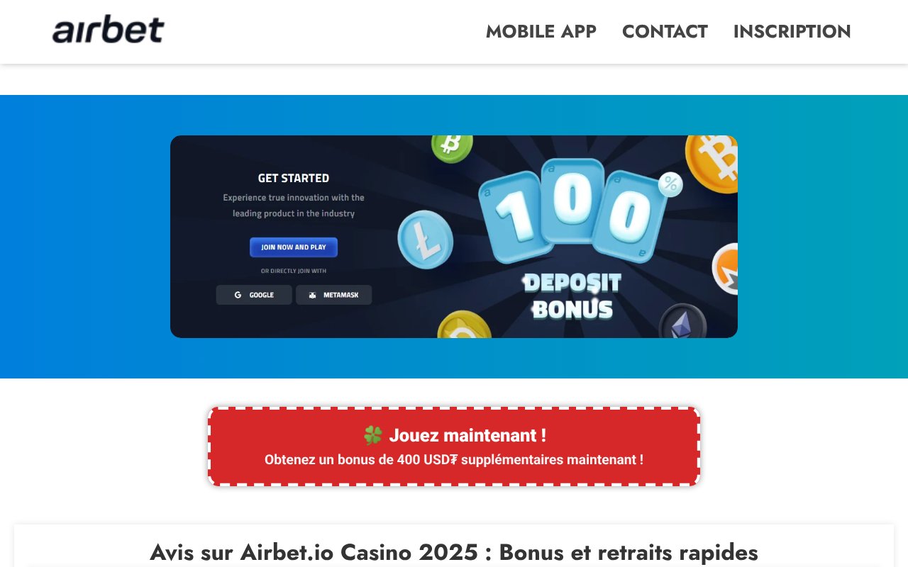 Screenshot of airbetcasinobonus.fr