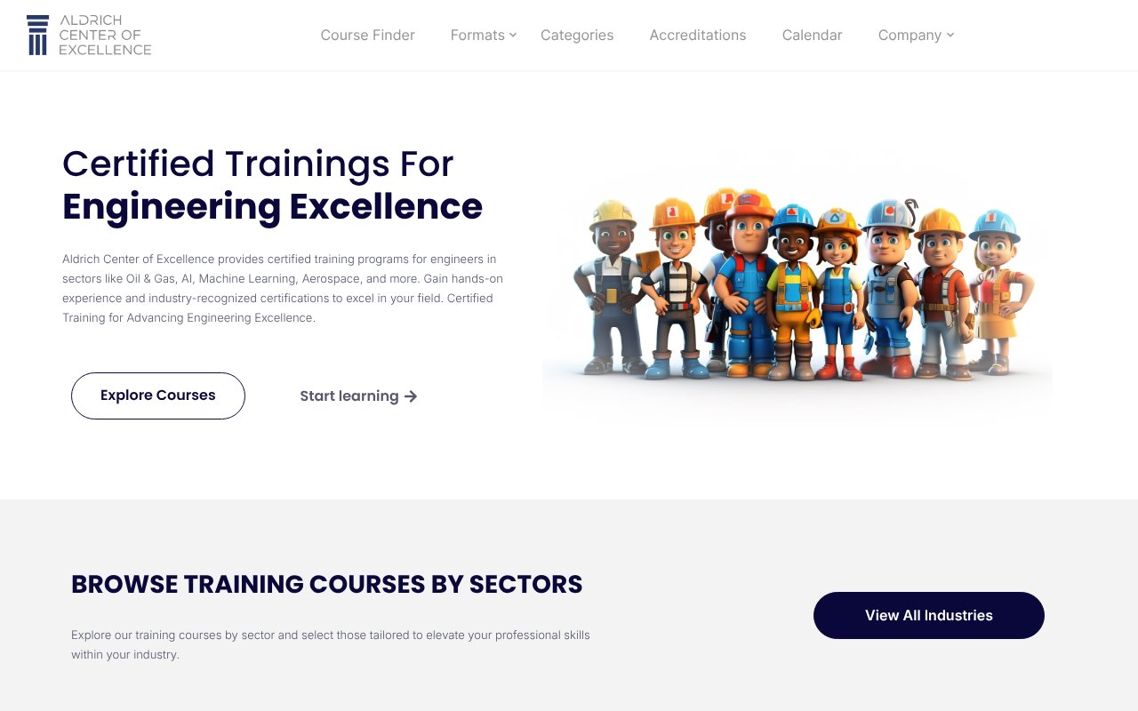 Screenshot of aldrichexcellence.com