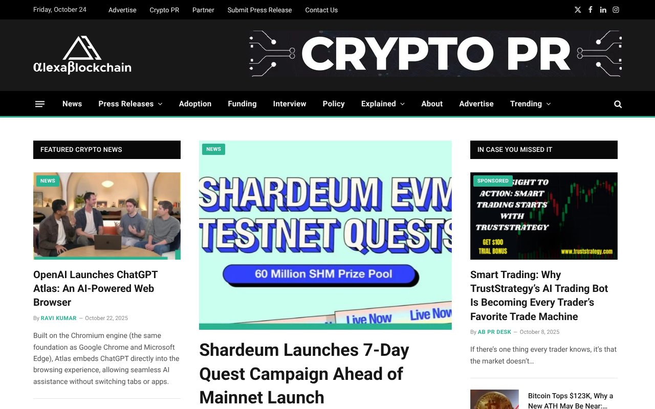 Screenshot of alexablockchain.com