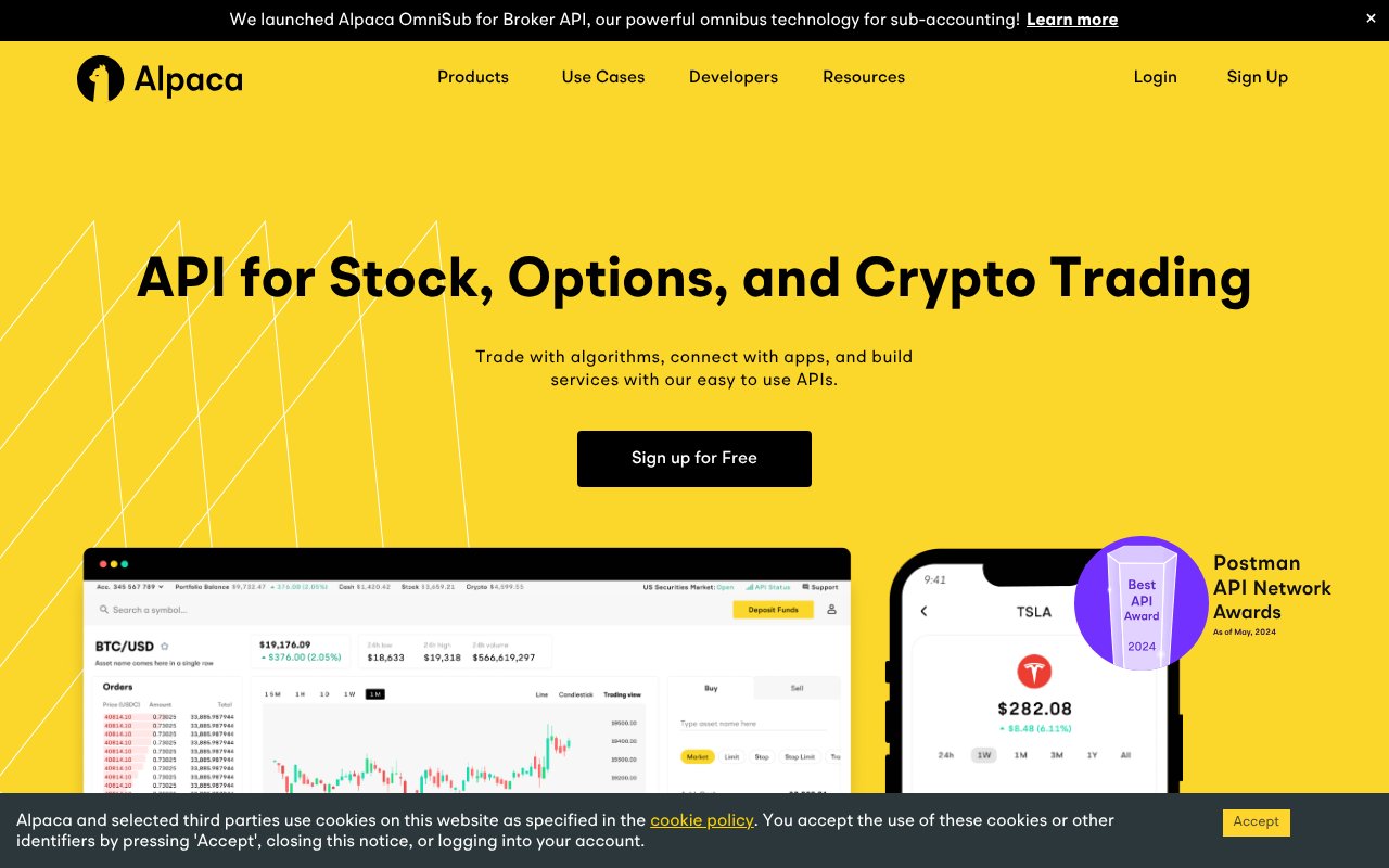 Screenshot of alpaca.markets