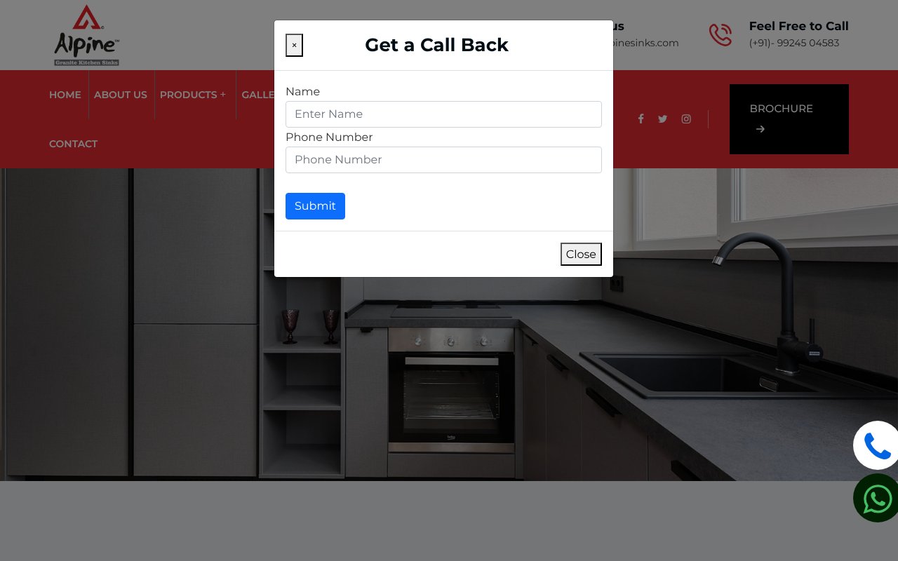 Screenshot of alpinesinks.com