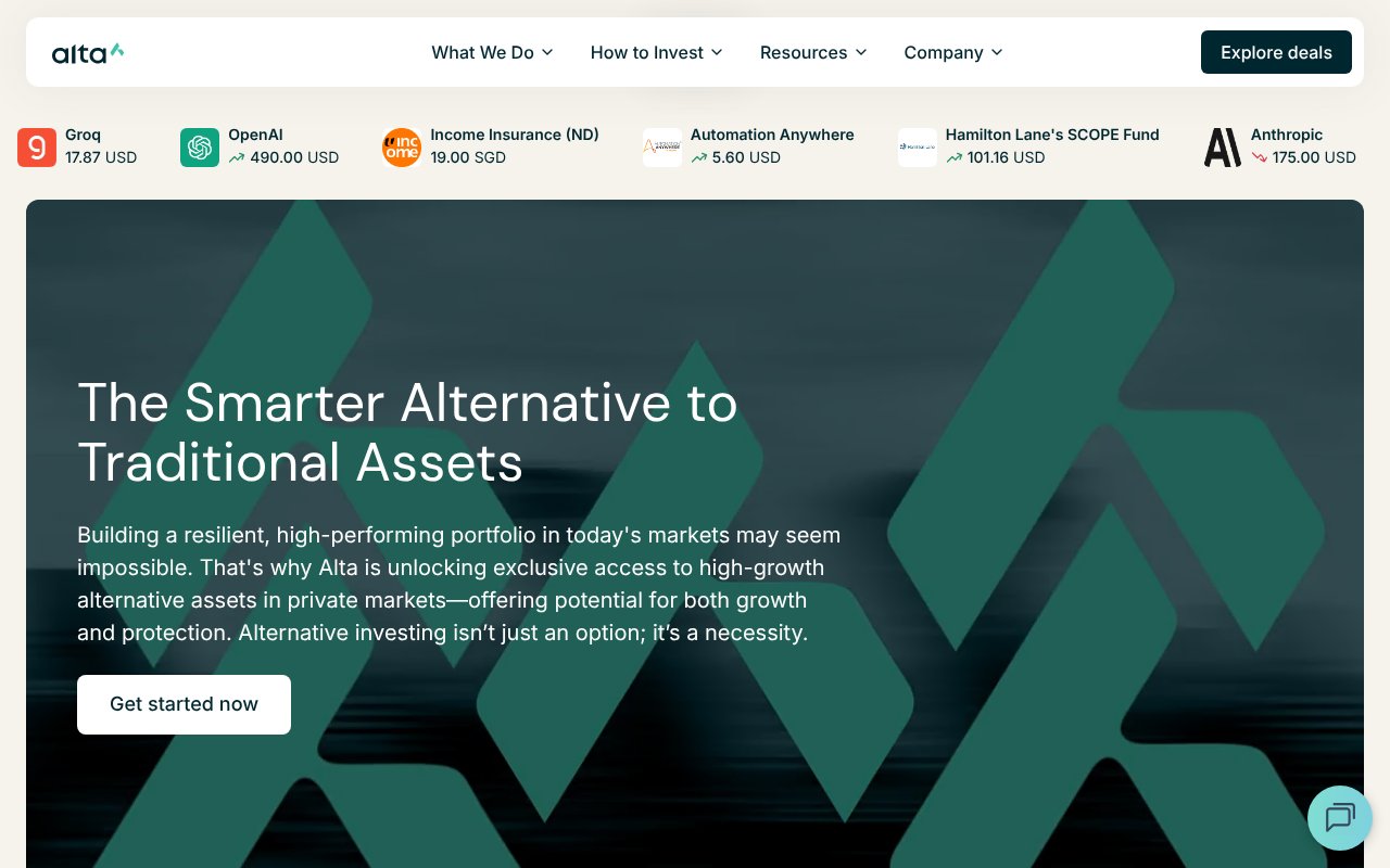 Screenshot of alta.exchange