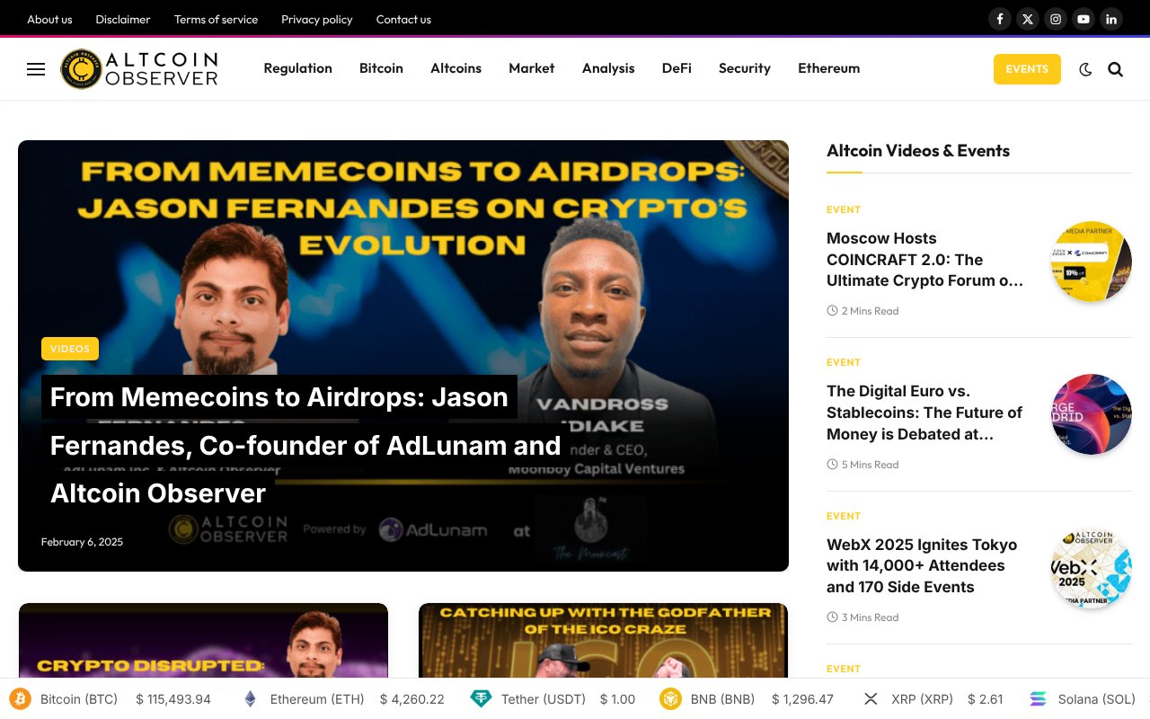 Screenshot of altcoin.observer