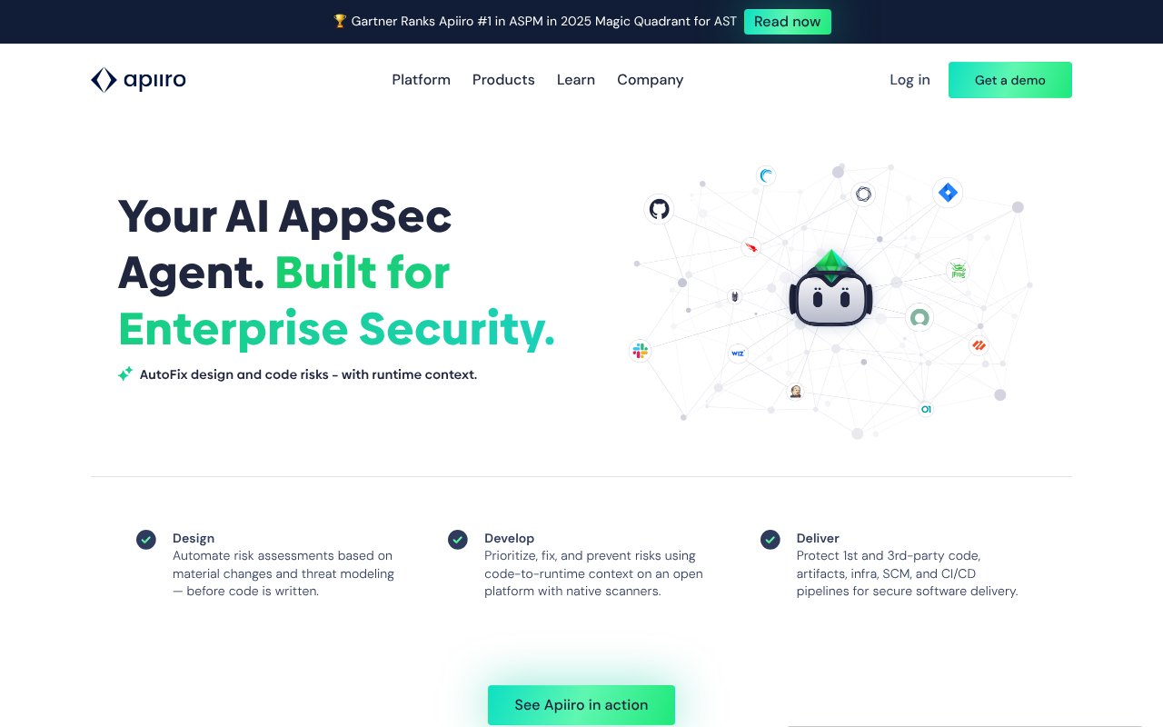 Screenshot of apiiro.com