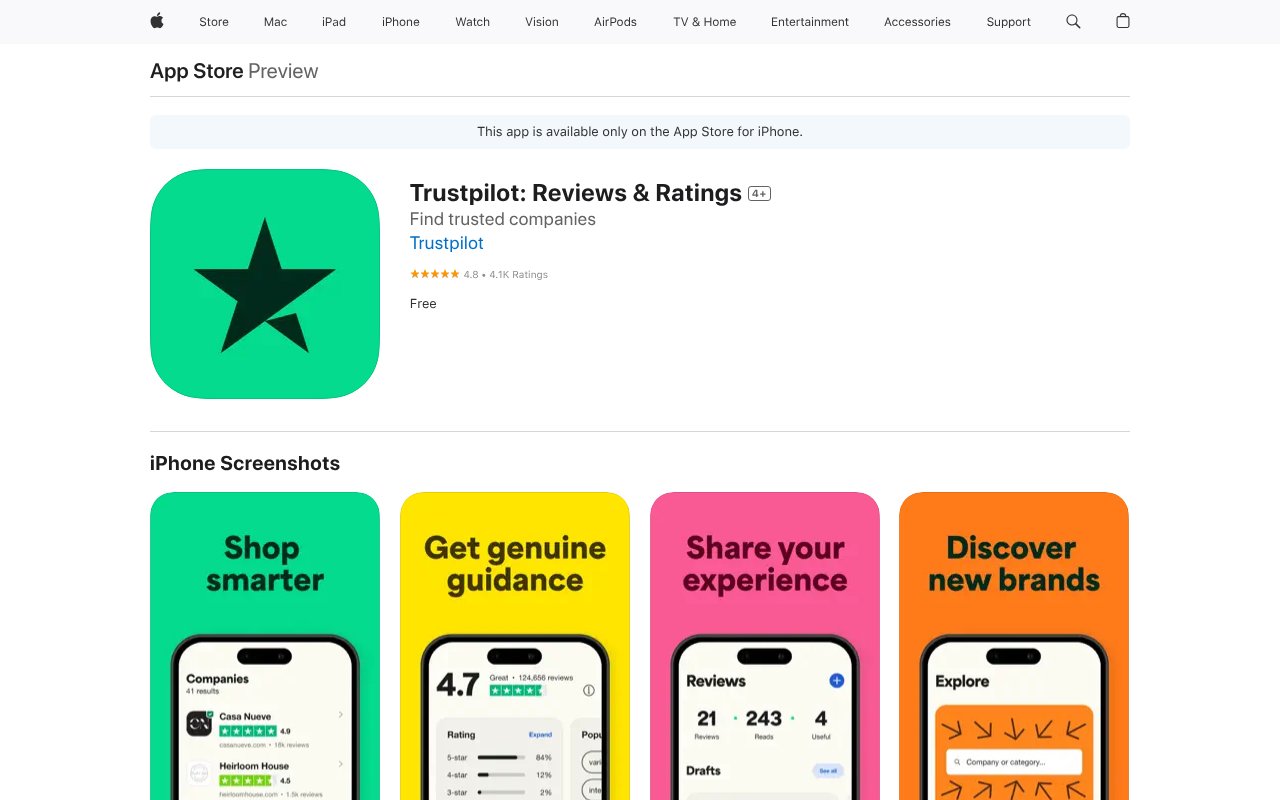 Screenshot of apps.apple.com