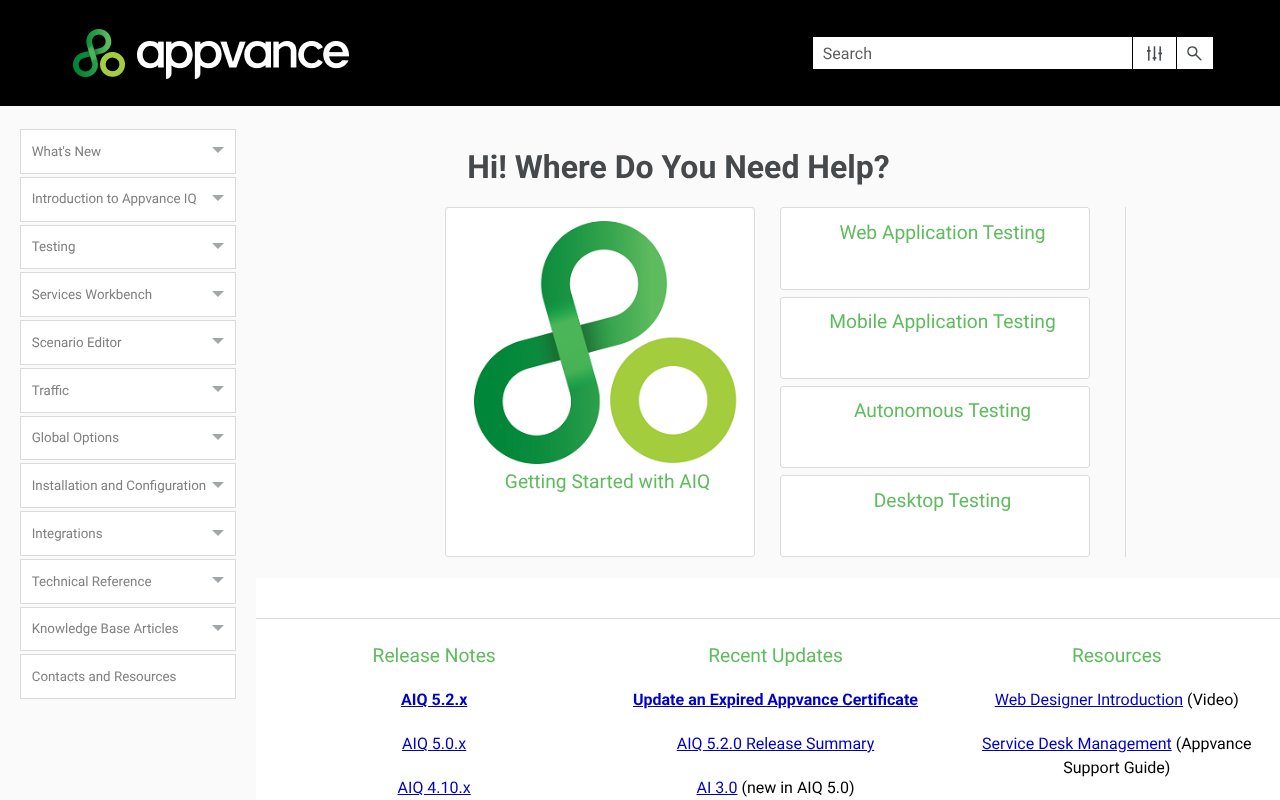 Screenshot of appvance.net
