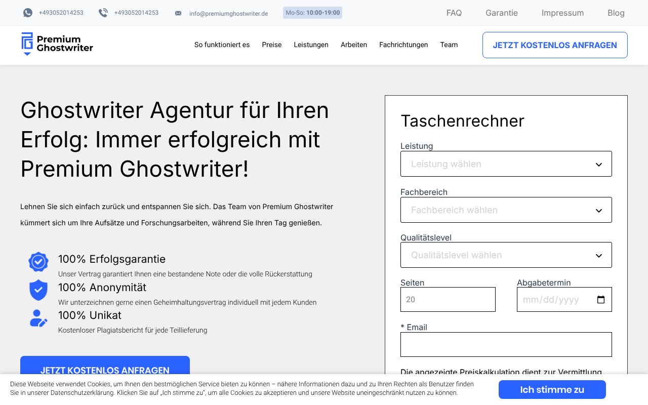 Screenshot of arbeitschreibenlassen.de