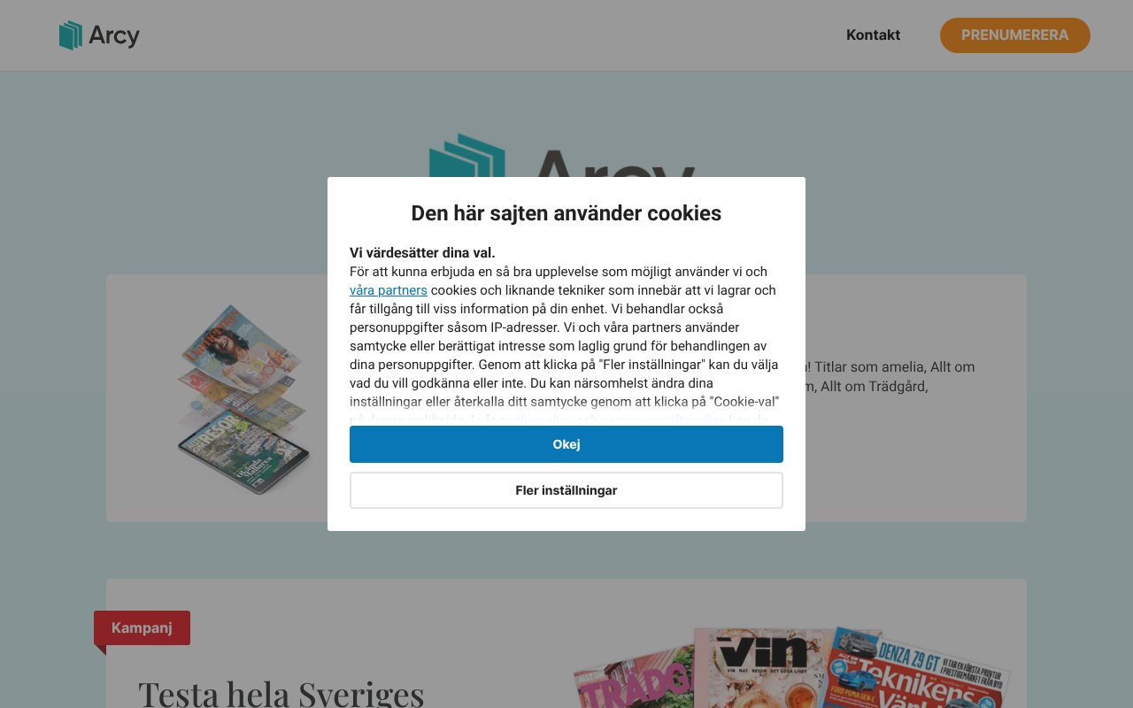 Screenshot of arcy.se