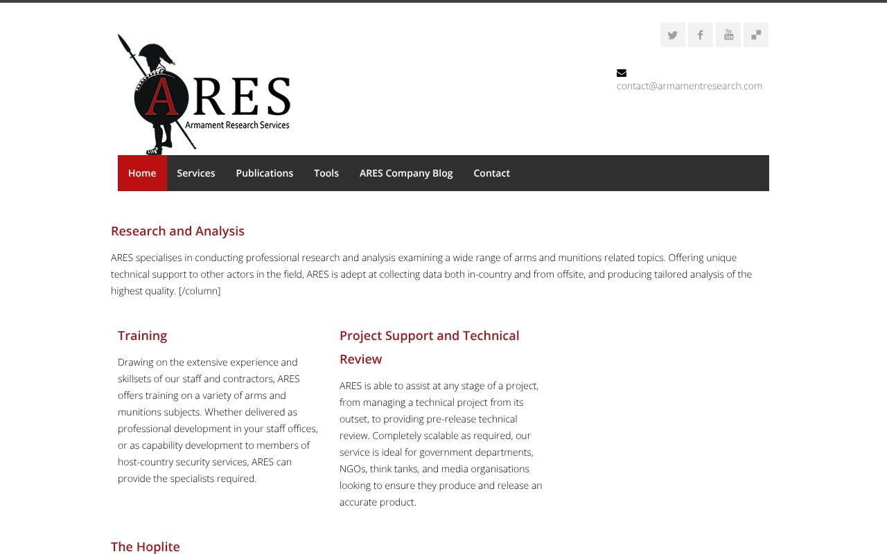 Screenshot of armamentresearch.com