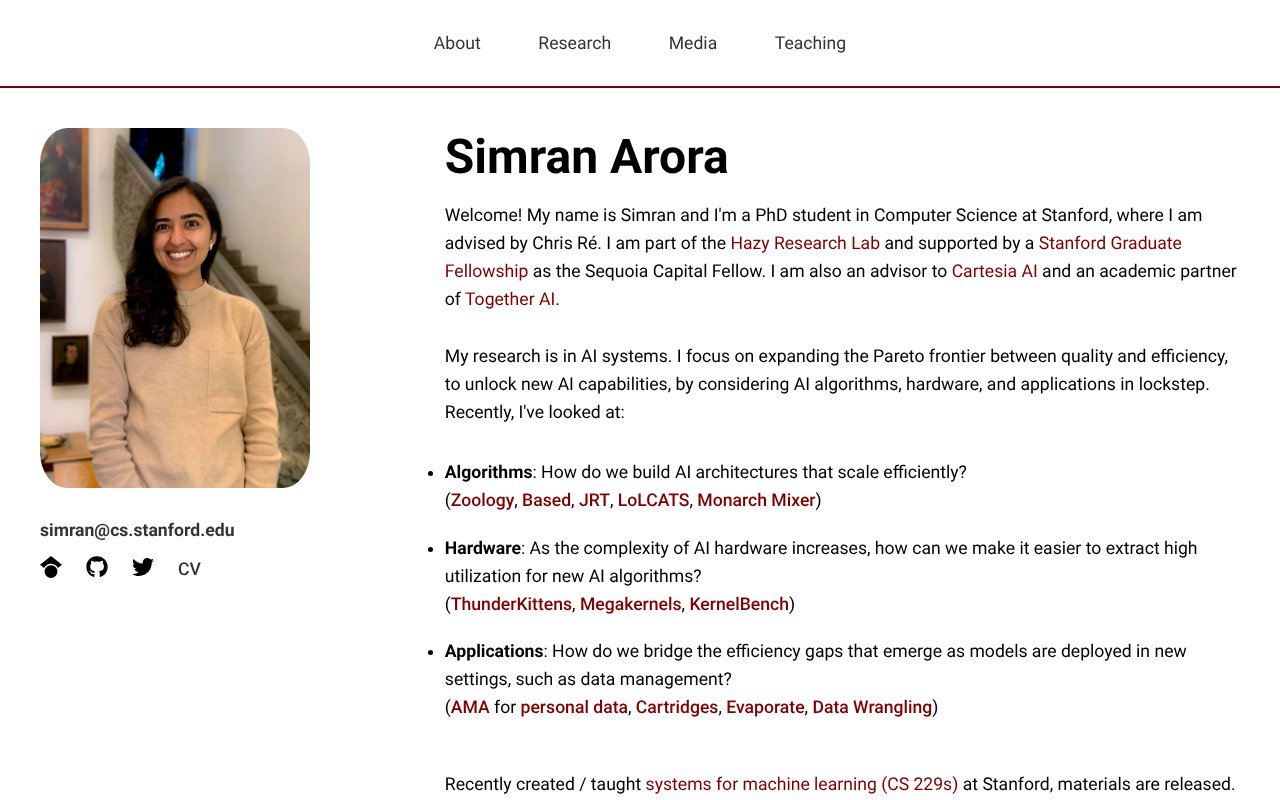 Screenshot of arorasimran.com