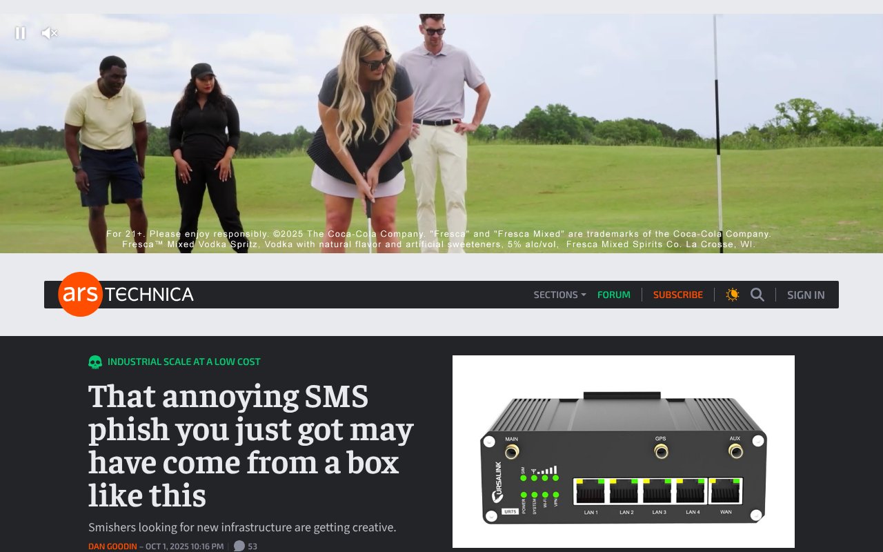 Screenshot of arstechnica.com