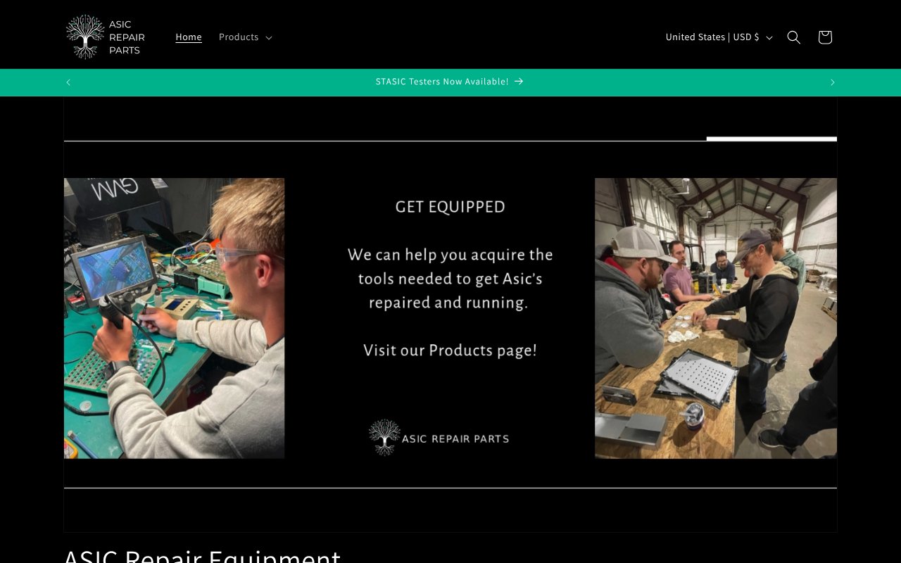 Screenshot of asicrepairparts.com
