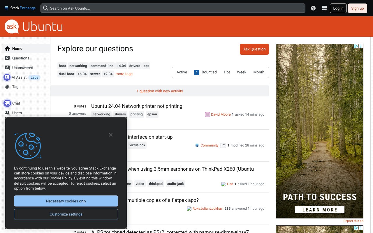 Screenshot of askubuntu.com