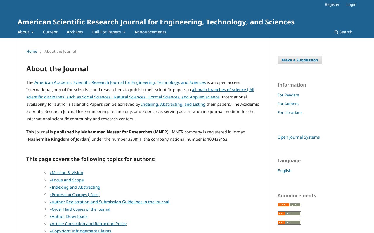 Screenshot of asrjetsjournal.org