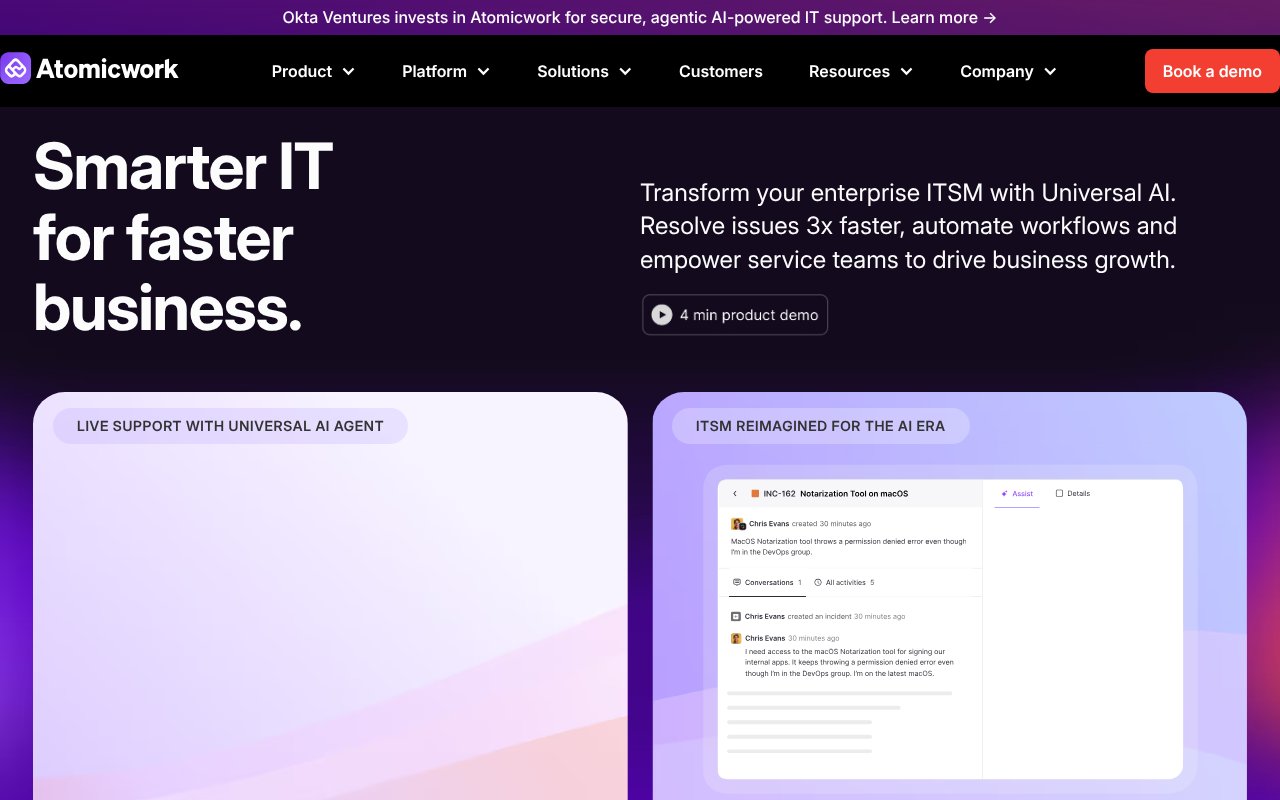 Screenshot of atomicwork.com