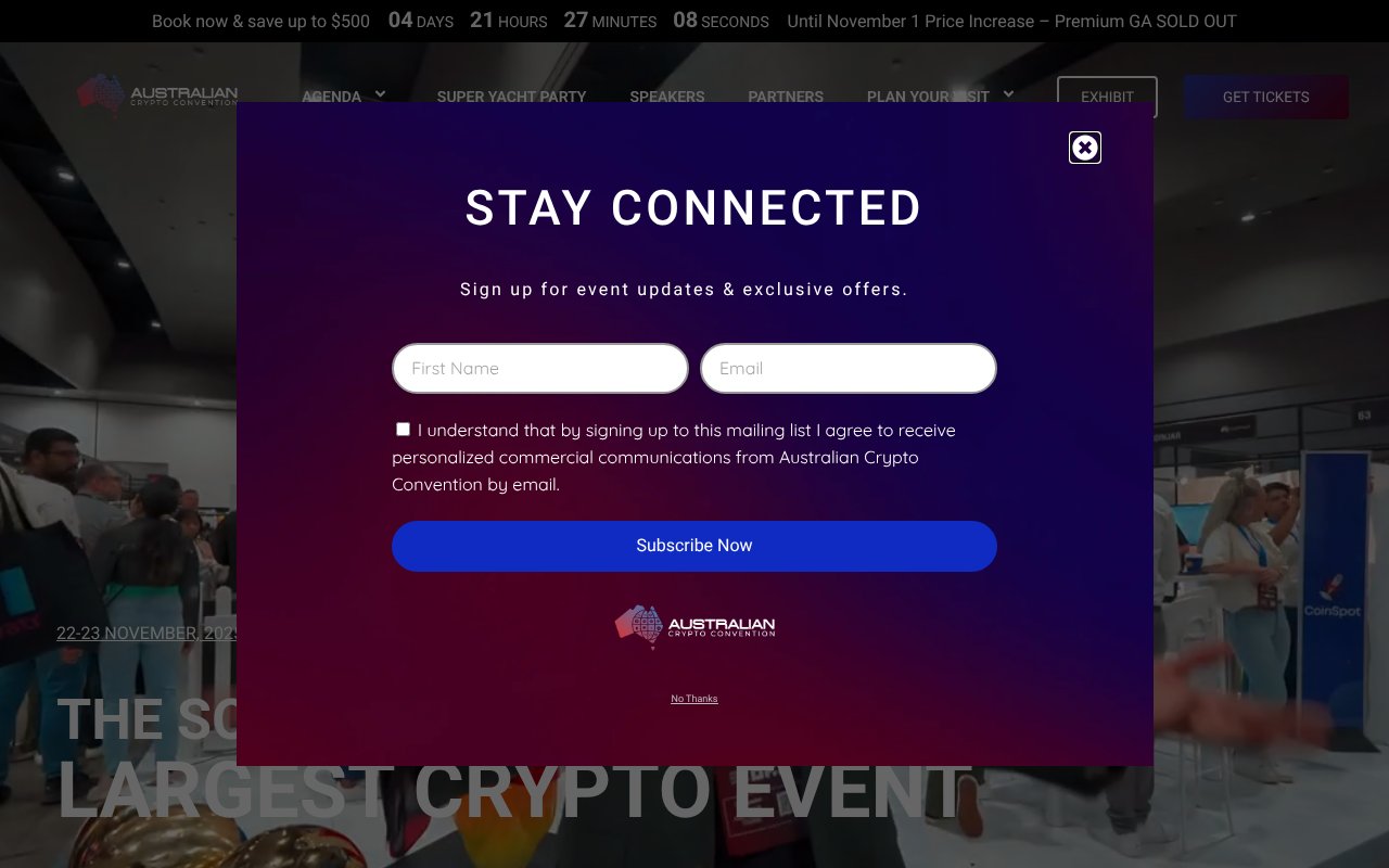 Screenshot of auscryptocon.com