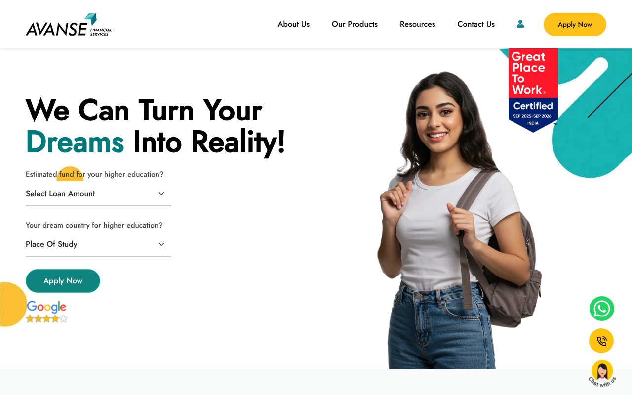 Screenshot of avanse.com
