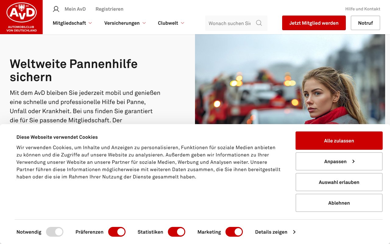 Screenshot of avd.de