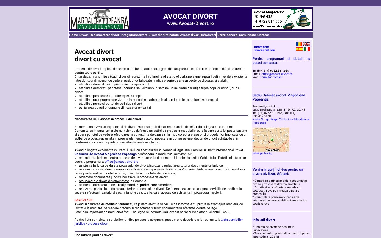 Screenshot of avocat-divort.ro