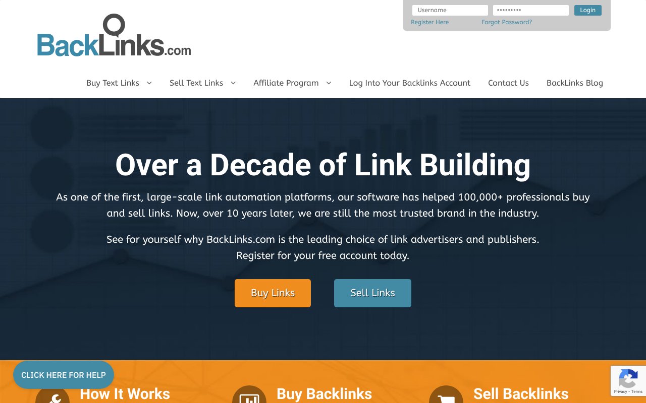 Screenshot of backlinks.com