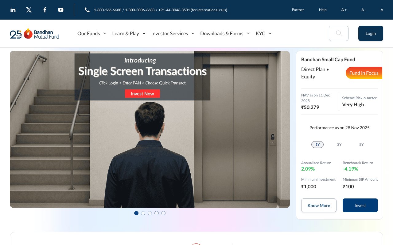 Screenshot of bandhanmutual.com