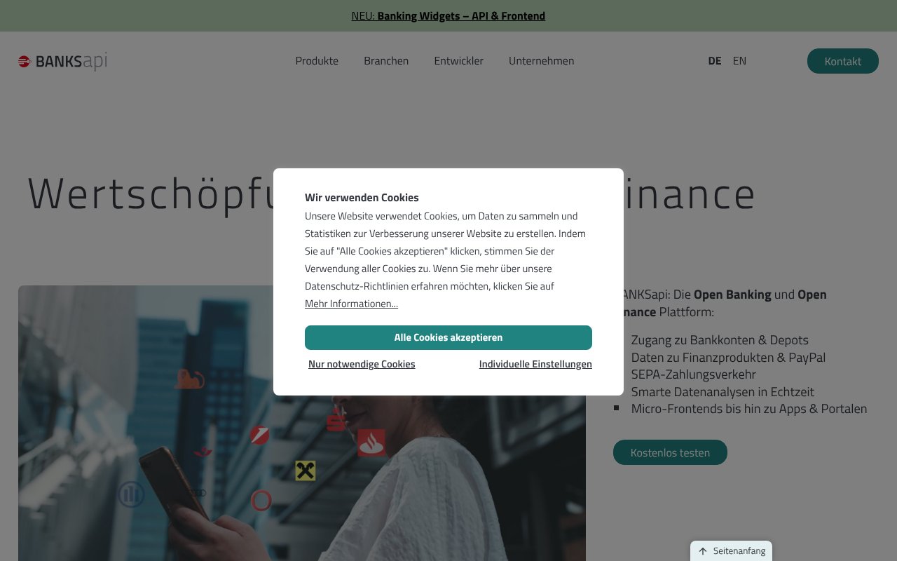 Screenshot of banksapi.de