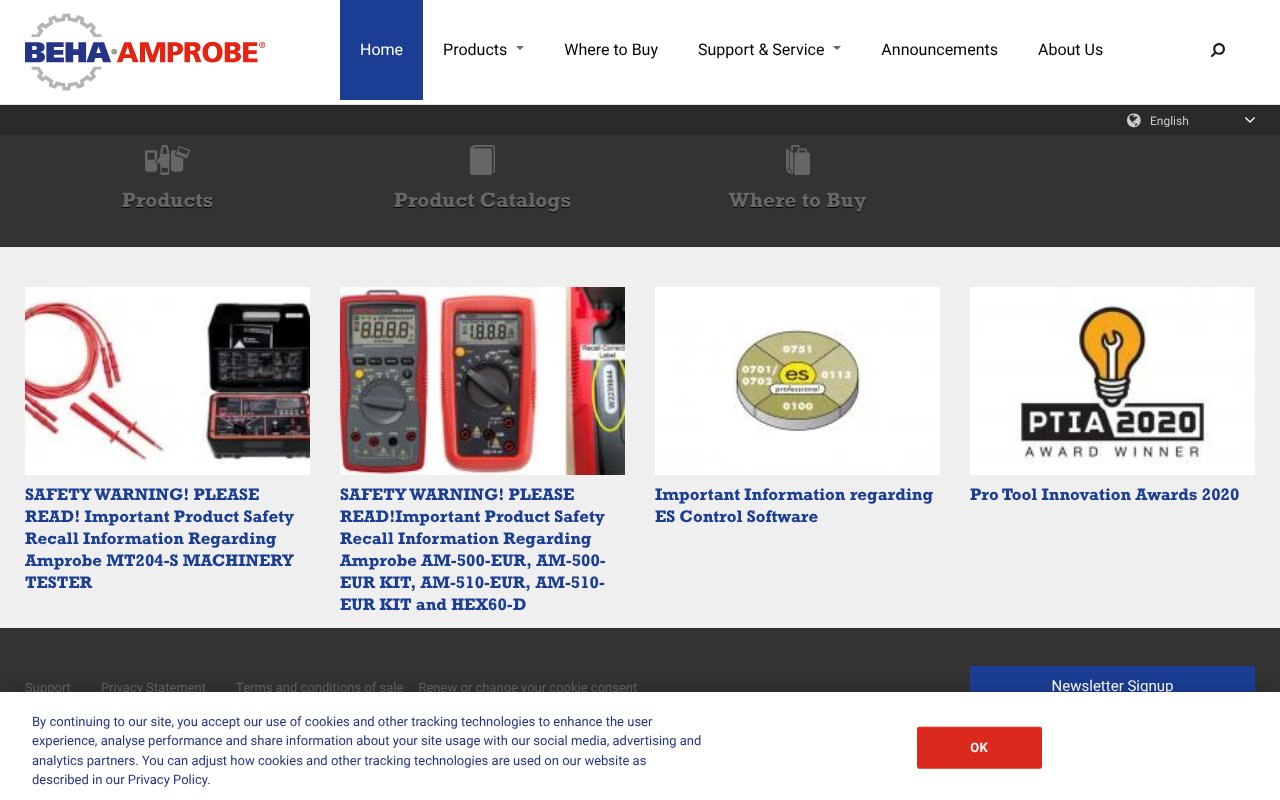 Screenshot of beha-amprobe.com